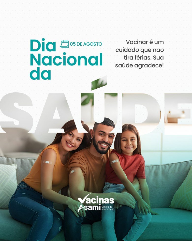 Arte de Dia Nacional da Saúde para a clínica Vacinas Asami criada pela Criie Mais