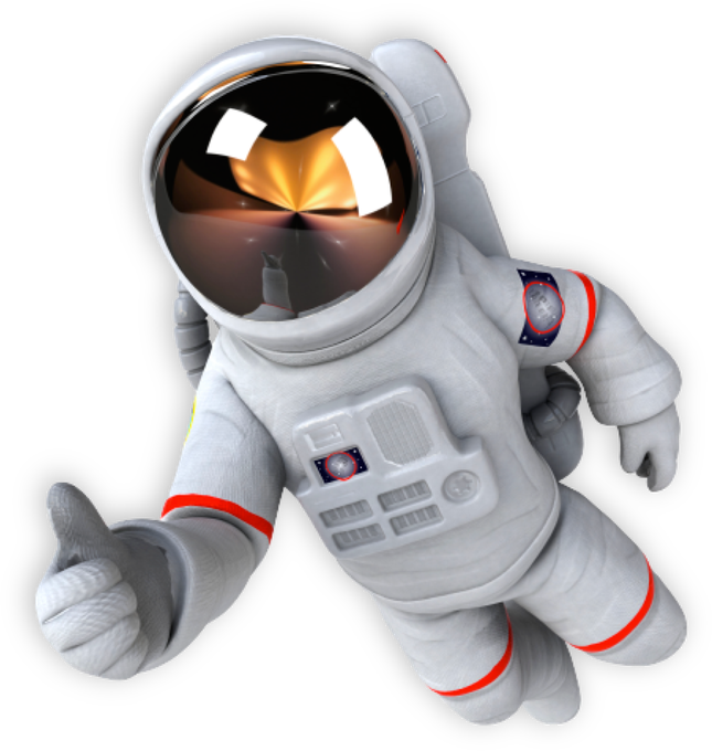 Personagem astronauta da identidade visual da Criie Mais
